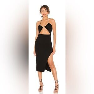 NBD Black Cutout Halter Midi Dress